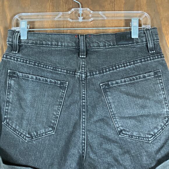 BDG Womens Shorts Black Denim Mom High Rise Cuffed Button Fly Stretch 29 - Picture 9 of 10